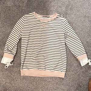 Doe & Rae Striped Top in Black and Cream